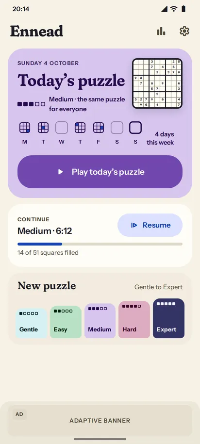 Ennead home screen, Paper theme