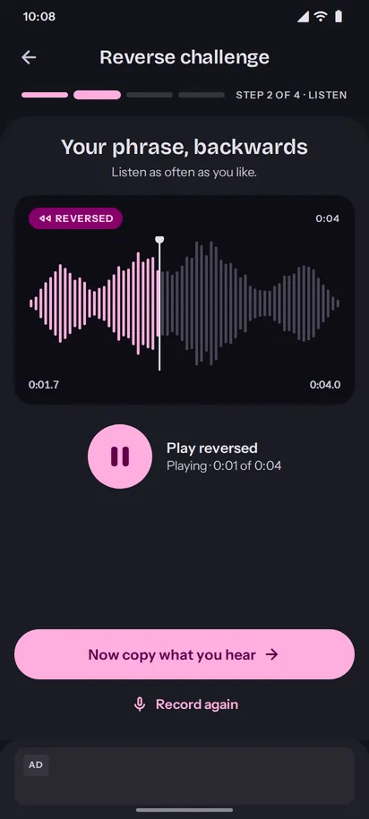 Palindrome challenge step 2 with the reversed waveform, dark